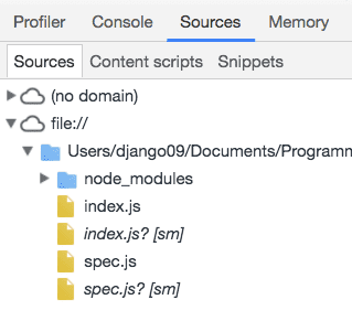 Chrome Sources File Tree